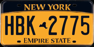 NY license plate HBK2775
