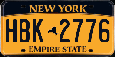 NY license plate HBK2776
