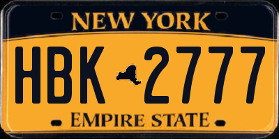 NY license plate HBK2777