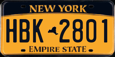 NY license plate HBK2801