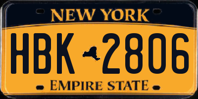 NY license plate HBK2806