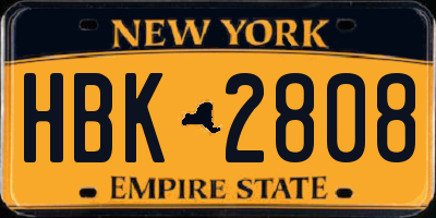 NY license plate HBK2808