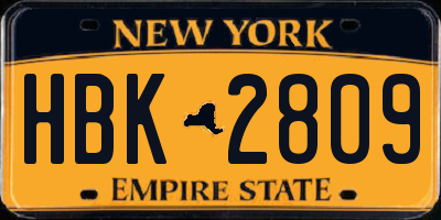 NY license plate HBK2809
