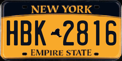 NY license plate HBK2816