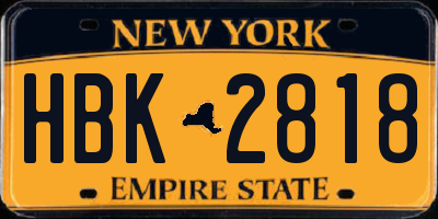 NY license plate HBK2818