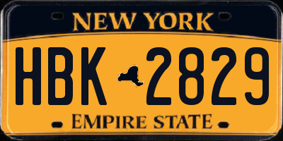 NY license plate HBK2829