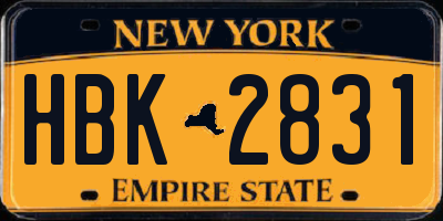 NY license plate HBK2831