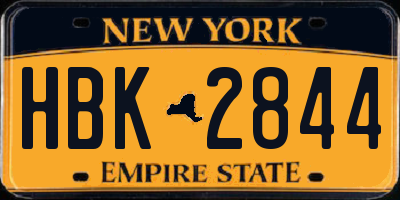 NY license plate HBK2844