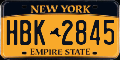 NY license plate HBK2845