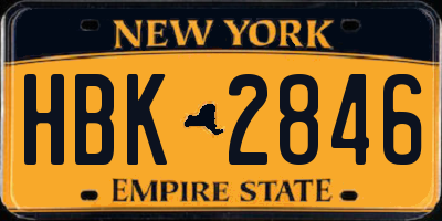 NY license plate HBK2846