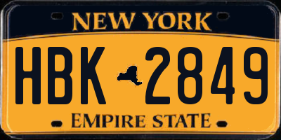 NY license plate HBK2849