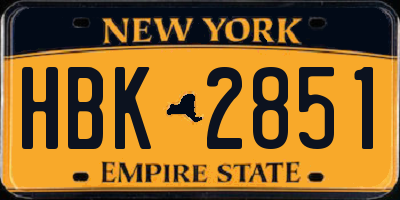 NY license plate HBK2851