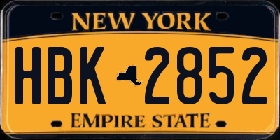 NY license plate HBK2852