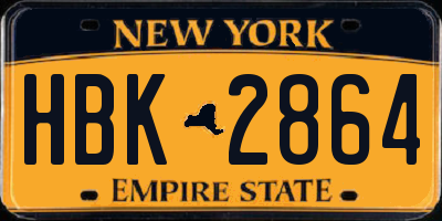 NY license plate HBK2864