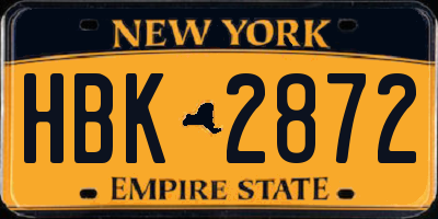 NY license plate HBK2872