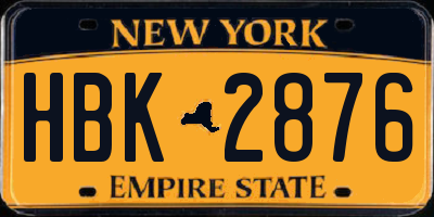 NY license plate HBK2876