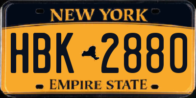 NY license plate HBK2880