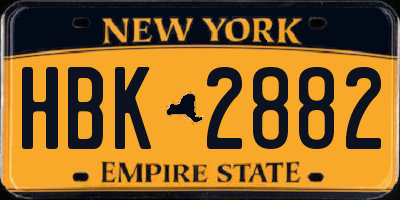 NY license plate HBK2882