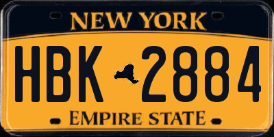 NY license plate HBK2884