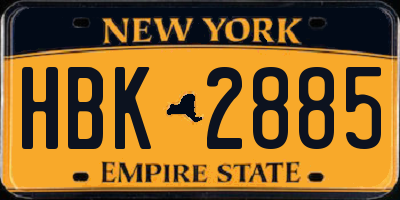 NY license plate HBK2885