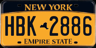 NY license plate HBK2886