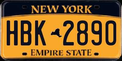 NY license plate HBK2890