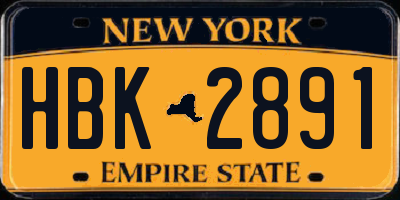NY license plate HBK2891