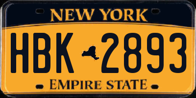 NY license plate HBK2893
