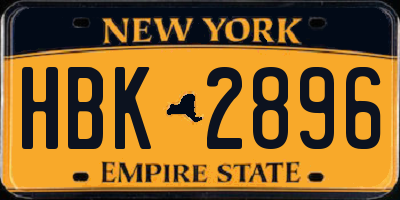 NY license plate HBK2896