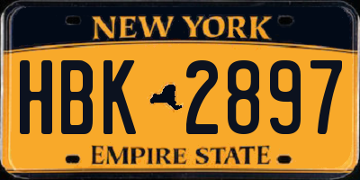 NY license plate HBK2897