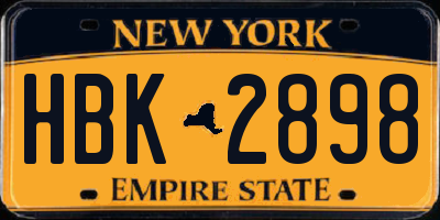 NY license plate HBK2898