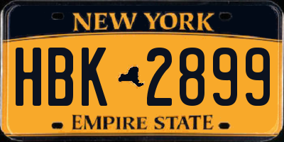 NY license plate HBK2899