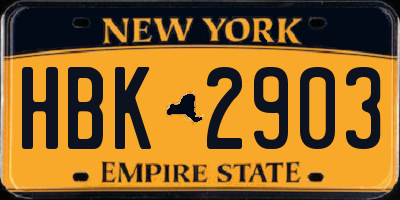 NY license plate HBK2903