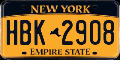 NY license plate HBK2908