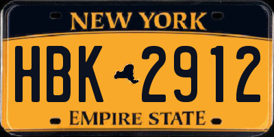 NY license plate HBK2912