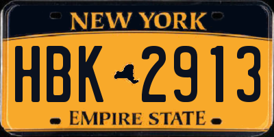 NY license plate HBK2913