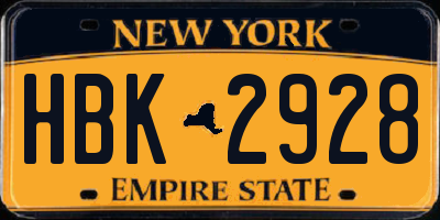 NY license plate HBK2928