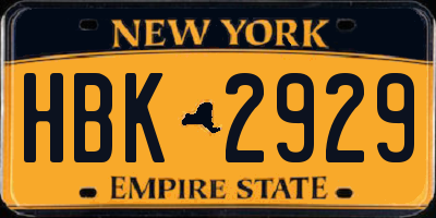 NY license plate HBK2929