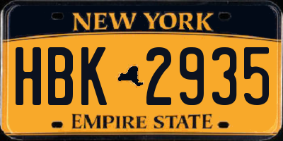 NY license plate HBK2935
