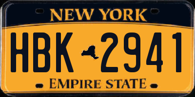 NY license plate HBK2941