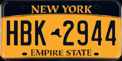 NY license plate HBK2944