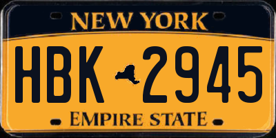 NY license plate HBK2945