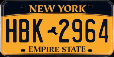 NY license plate HBK2964