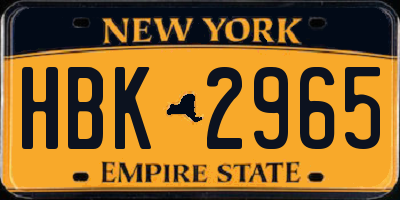 NY license plate HBK2965