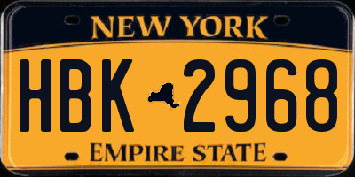 NY license plate HBK2968