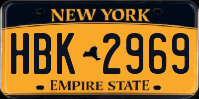 NY license plate HBK2969