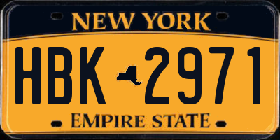 NY license plate HBK2971