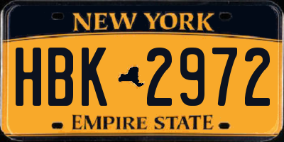 NY license plate HBK2972