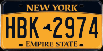 NY license plate HBK2974