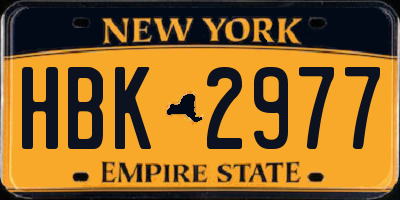 NY license plate HBK2977